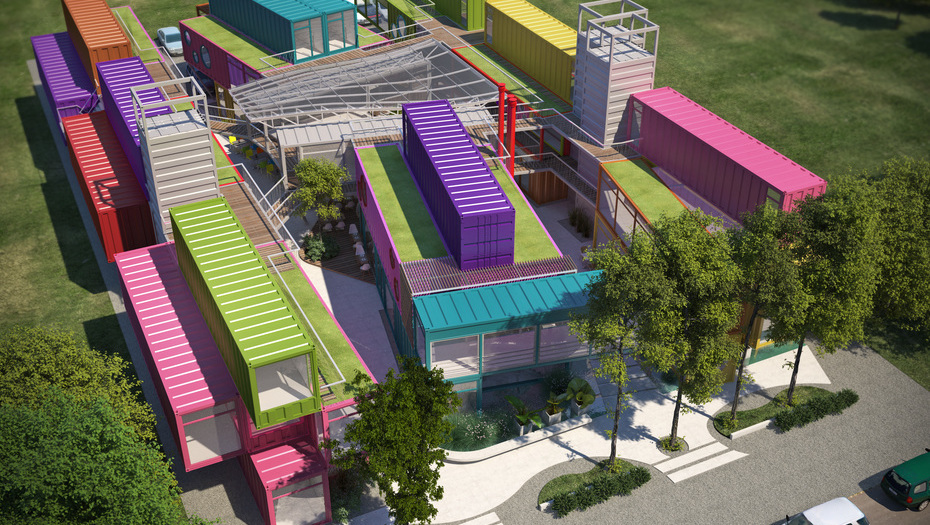 Centro comercial construido con contenedores marítimos 1