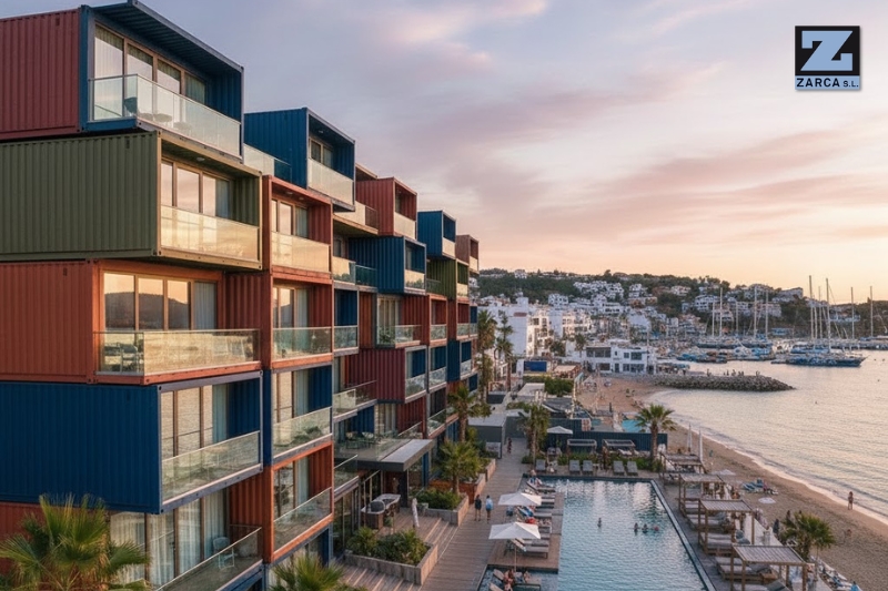 hotel con contenedores en zonas turísticas