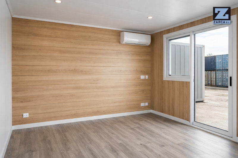 revestimiento interior de paredes en contenedor habitable