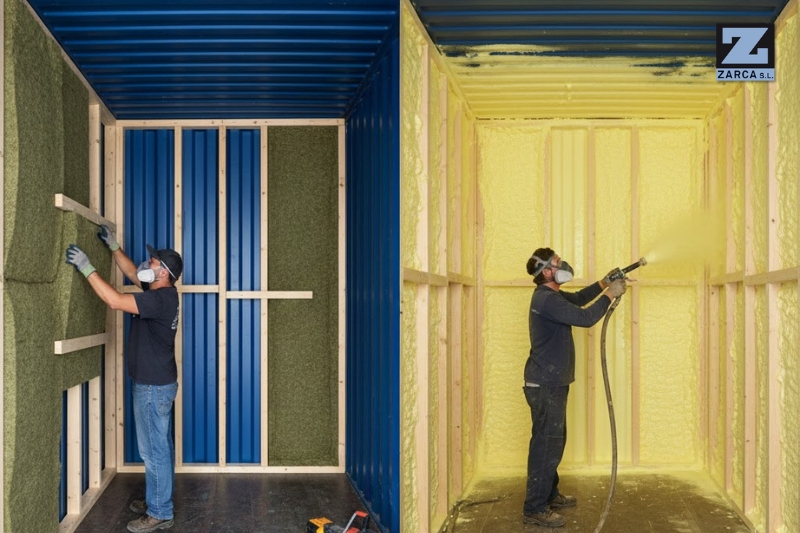 aislamiento lana de roca vs poliuretano en contenedores