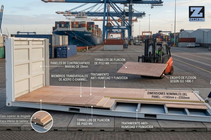 especificaciones técnicas del suelo de un contenedor marítimo