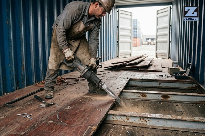Cómo quitar el suelo de un contenedor marítimo